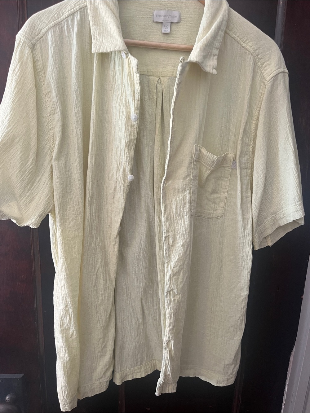 Urban Outfitters Standard Cloth Gauze Cotton Short Sleeve Shirt Cream L Relaxed